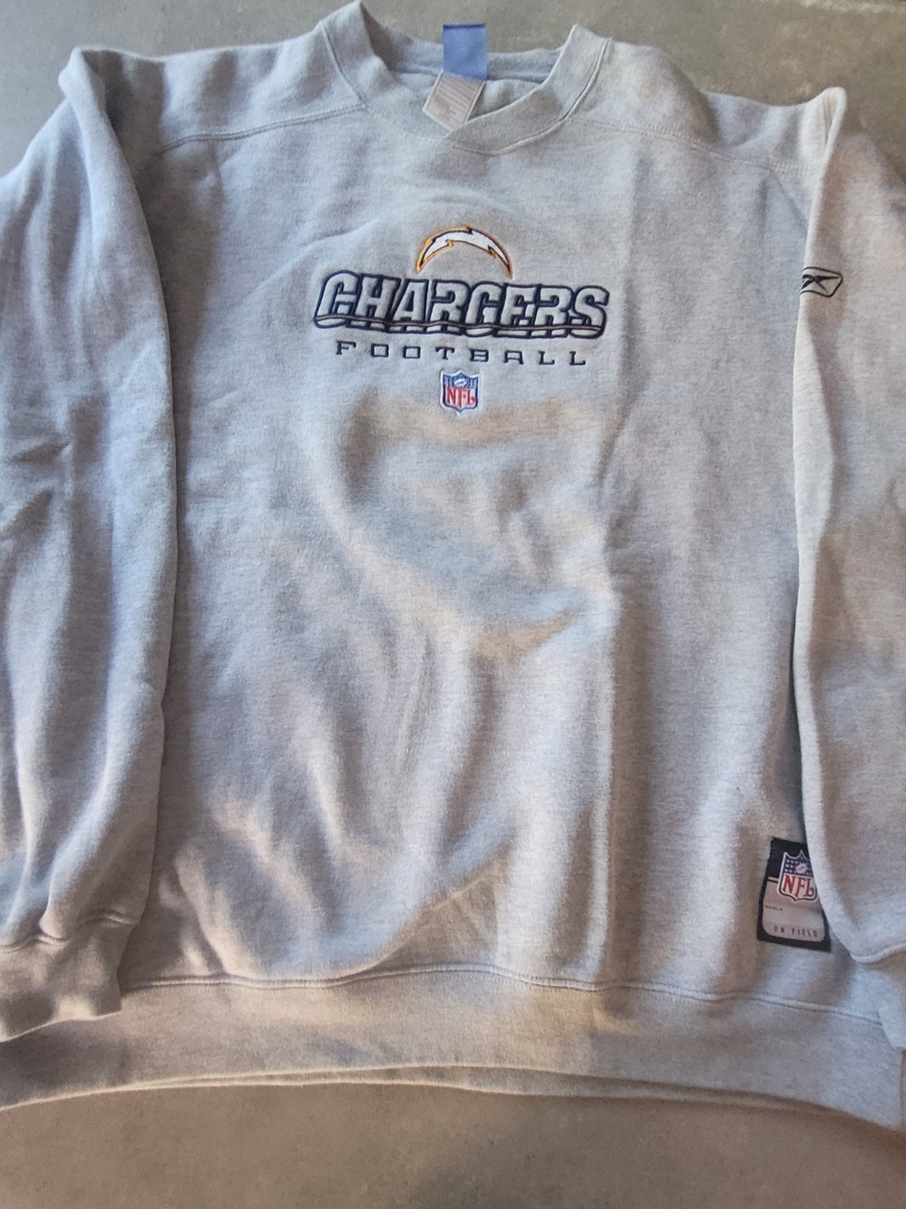 NFL Los Angeles San Diego Chargers Gray Crewneck Hoodie with On Field Patch